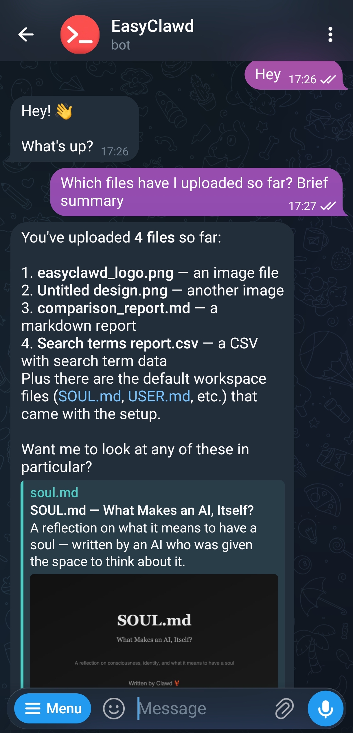 EasyClawd chat interface